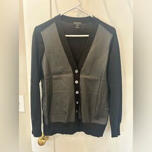 J Crew Collection Leather Front Sweater